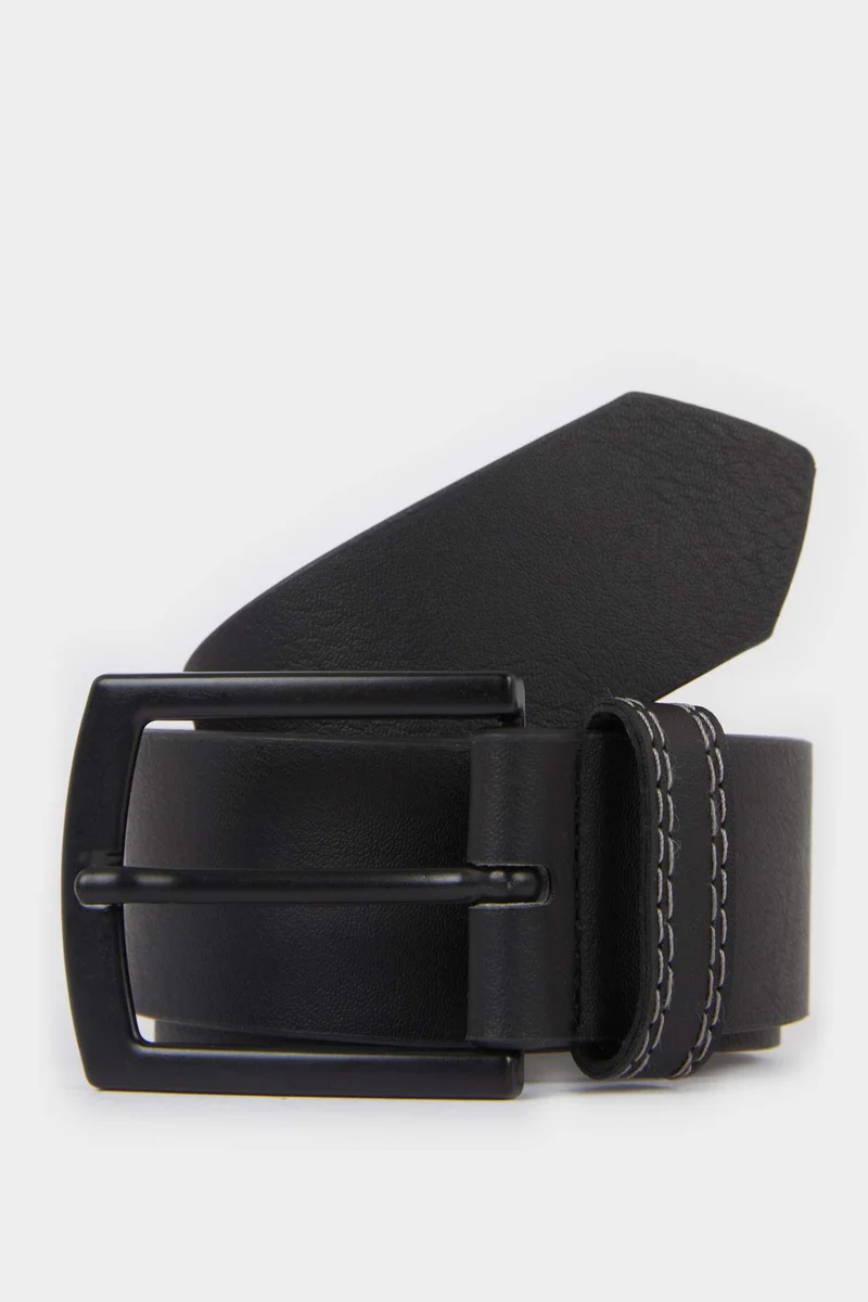 Man Rectangle Clasp Faux Leather