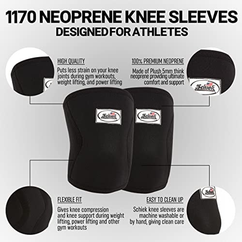 Schiek Sports Model 1170 Knee Sleeves - 5mm Neoprene Knee Compression Sleeves for Weight Lifting - Image 3