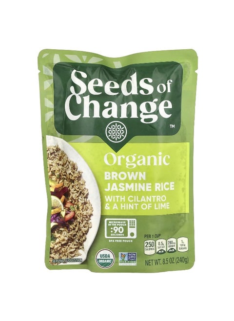 Seeds of Change, Organic Brown Jasmine Rice With Cilantro & A Hint of Lime, 8.5 oz (240 g)