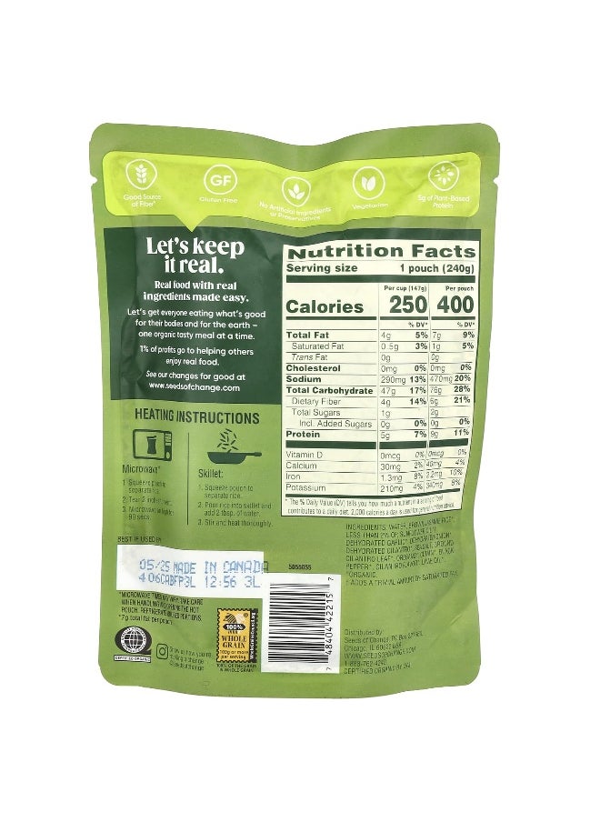Seeds of Change, Organic Brown Jasmine Rice With Cilantro & A Hint of Lime, 8.5 oz (240 g)