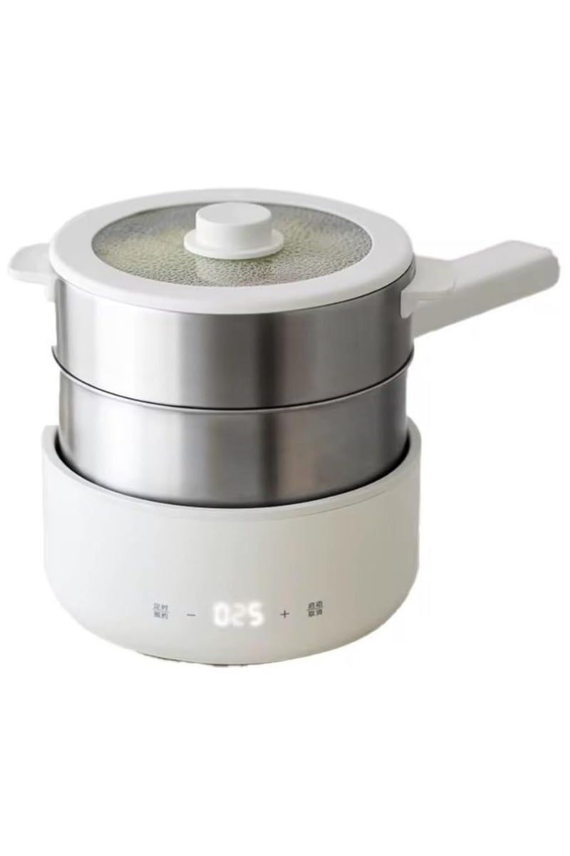 Denx Electric Hot Pot with Detachable Stainless Steel Inner Pot, Multi-Function Mini Portable Cooker, White - Image 2