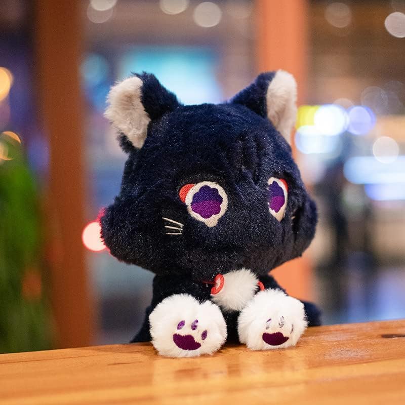 XIAOHONG 22 cm Genshin Impact Cat Plush Toy, Hiker Cat Plush Stuffed Animal Plush, Cute Genshin Impact Scaramouche Cat Plush Doll Stuffed Toy, Scara Cat Plush Cushion for - Image 4