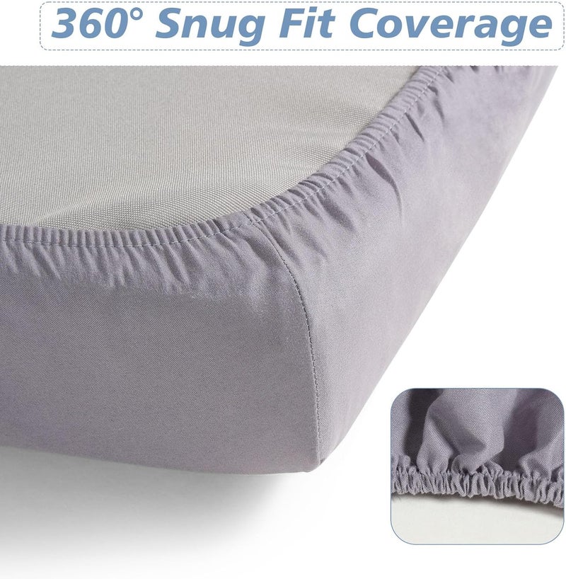 URZGU Cot Sheets 25" x 75" Small Single Sheet Fitted for Milliard Trifold Mattress Folding Mattress/RVs Bunk/Guest Beds/Army Cots/Travel Size Mattress, Ultra Soft & Breathable Bottom Sheet(Gray, Single,4") - Image 4