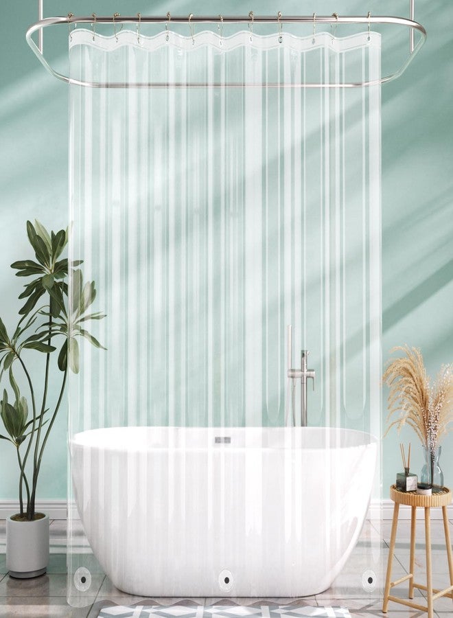 AmazerBath Long Shower Curtain Liner with 3 Magnets, 72x90 Clear Shower Curtain Liner Tall, Waterproof Plastic Shower Liner, Lightweight PEVA Shower Curtain with 12 Rustproof Metal Grommets - Image 1