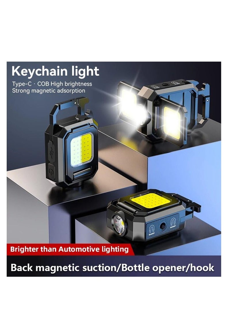 Generic - 2-Pack Rechargeable Keychain Flashlights, 800 Lumens Mini COB Work Lights, Compact LED Keyring Lights with Built-in Battery for Outdoor Use, Emergencies, and Everyday Carry. - Image 1
