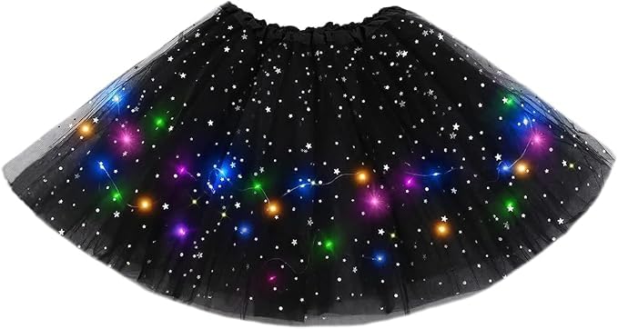 تنانير توتو للبنات من نيتيرفتي، من عمر سنتين إلى 8 سنوات، تنورة توتو مضيئة بتقنية LED، تنورة رقص أميرة بإضاءة LED، تنورة باليه سوداء من التول - Image 1