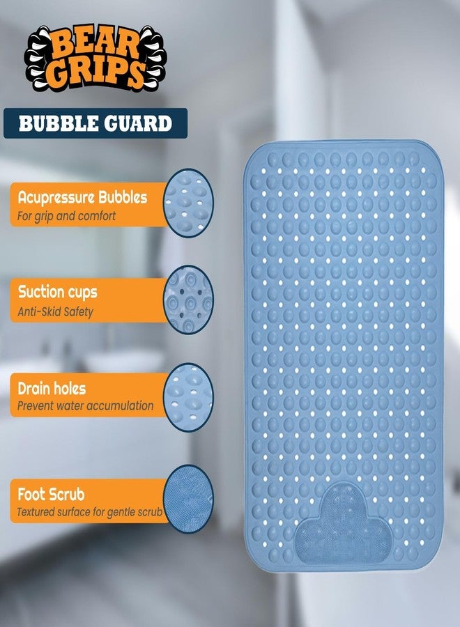 BEAR GRIPS BubbleGuard Anti-Slip Bathroom Shower mat with Anti-Skid Suction Cups and Foot Scrub | TPE Material | Large Size 80 X 50 Cm| Sky Blue - Image 3