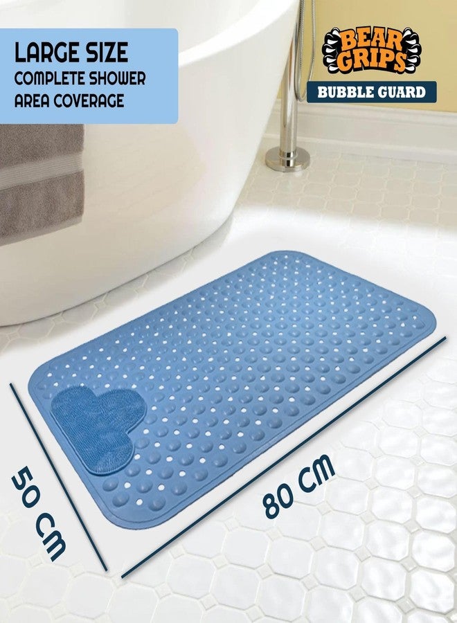 BEAR GRIPS BubbleGuard Anti-Slip Bathroom Shower mat with Anti-Skid Suction Cups and Foot Scrub | TPE Material | Large Size 80 X 50 Cm| Sky Blue - Image 2