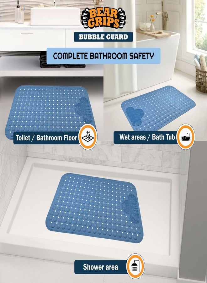 BEAR GRIPS BubbleGuard Anti-Slip Bathroom Shower mat with Anti-Skid Suction Cups and Foot Scrub | TPE Material | Large Size 80 X 50 Cm| Sky Blue - Image 5