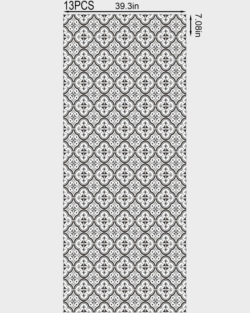 FLFK Stair Riser Decals - Black Patterns Stair Stickers Murals Peel and Stick Self-Adhesive for Home Decor, 39.3" W x 7.08" H x 13Pcs - Image 2
