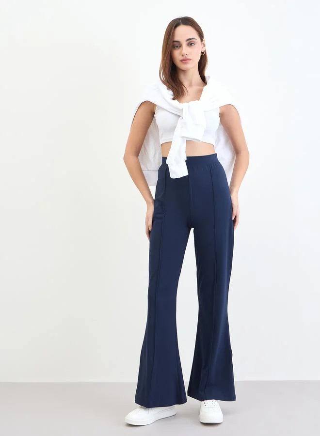 Styli Women Navy Blue Flare Leggings