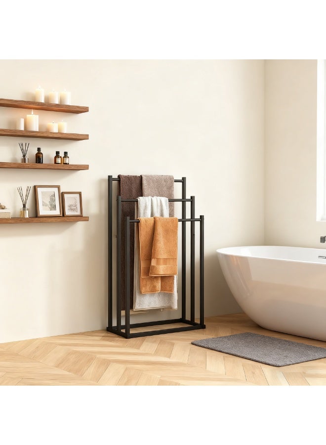 YQbest 3-Tier Freestanding Towel Rack, Multifunctional Drying Rack, Metal Scarf Rack, for Bedroom, Living Room, Bathroom ﻿ - Image 1