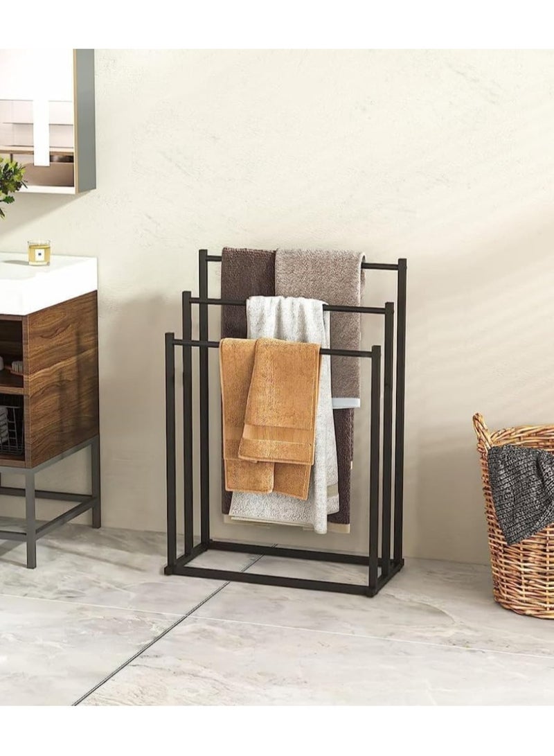 YQbest 3-Tier Freestanding Towel Rack, Multifunctional Drying Rack, Metal Scarf Rack, for Bedroom, Living Room, Bathroom ﻿ - Image 2