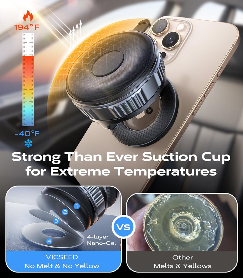VICSEED 2026 Upgraded Car Phone Holder for Magsafe Car Mount [85 LBS Strongest Suction] Vacuum Magnetic Phone Holders for Your Car 360Â° Adjustable Car Phone Mount for iPhone 17 Pro Max 16 15 14 13 12 - Image 3