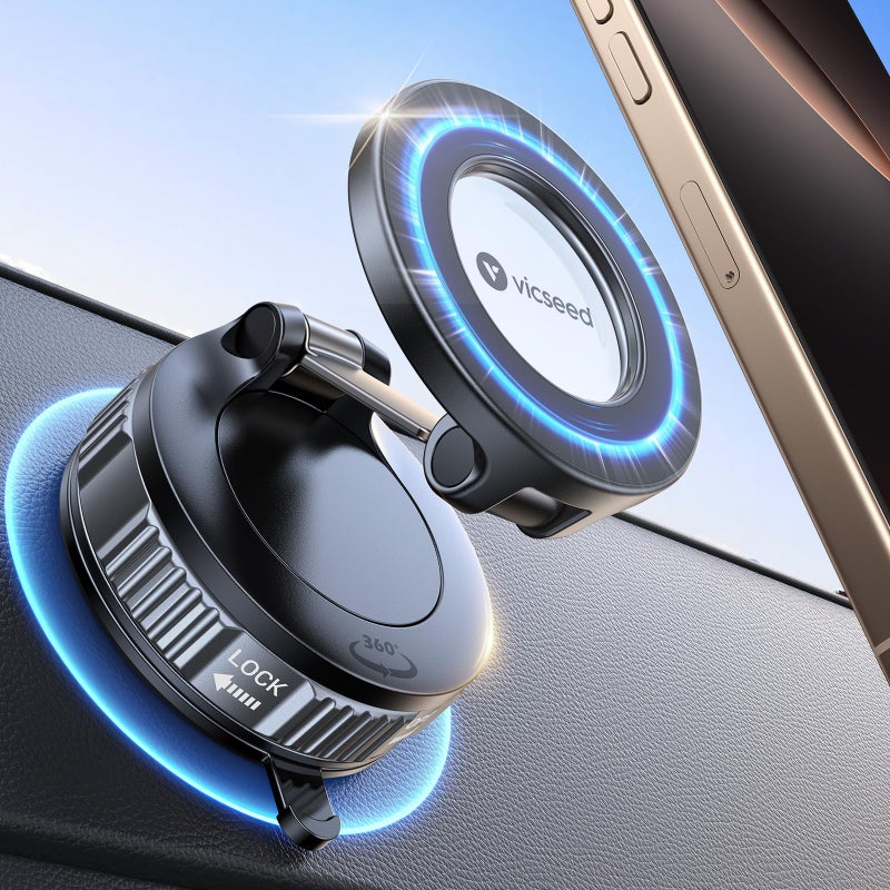 VICSEED 2026 Upgraded Car Phone Holder for Magsafe Car Mount [85 LBS Strongest Suction] Vacuum Magnetic Phone Holders for Your Car 360Â° Adjustable Car Phone Mount for iPhone 17 Pro Max 16 15 14 13 12 - Image 1
