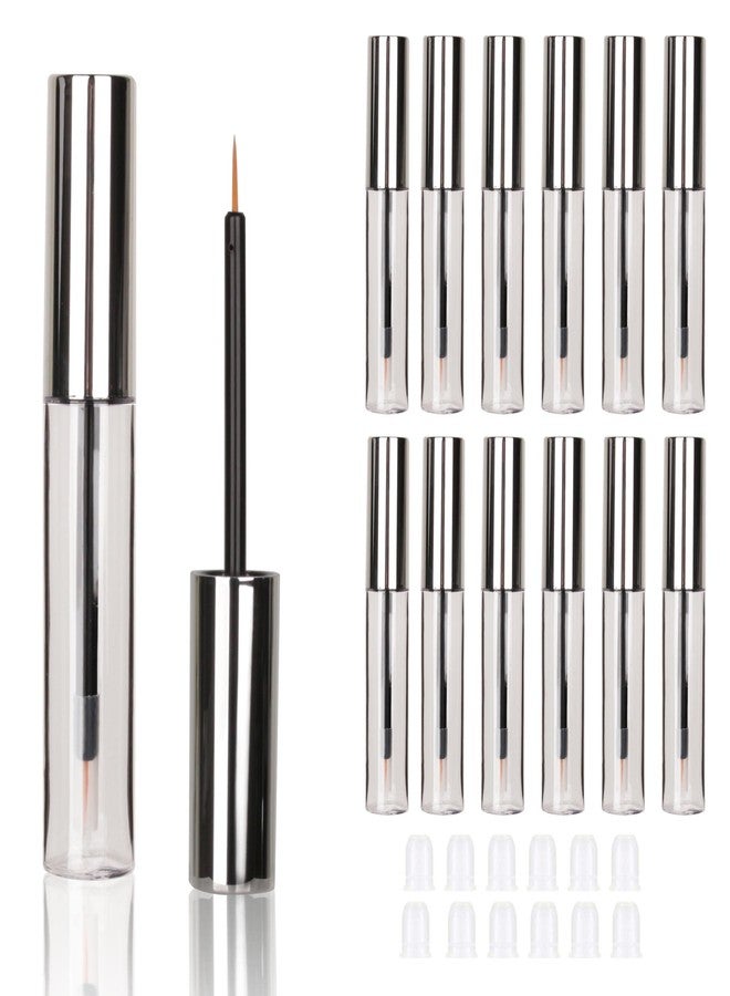 COSIDEA 12PCS Empty plastic Silver 10ml Eyeliner tubes packing Vials Bottle Containe Eyeliner Brush Applicator for DIY Eyelash Growth Oil - Image 1