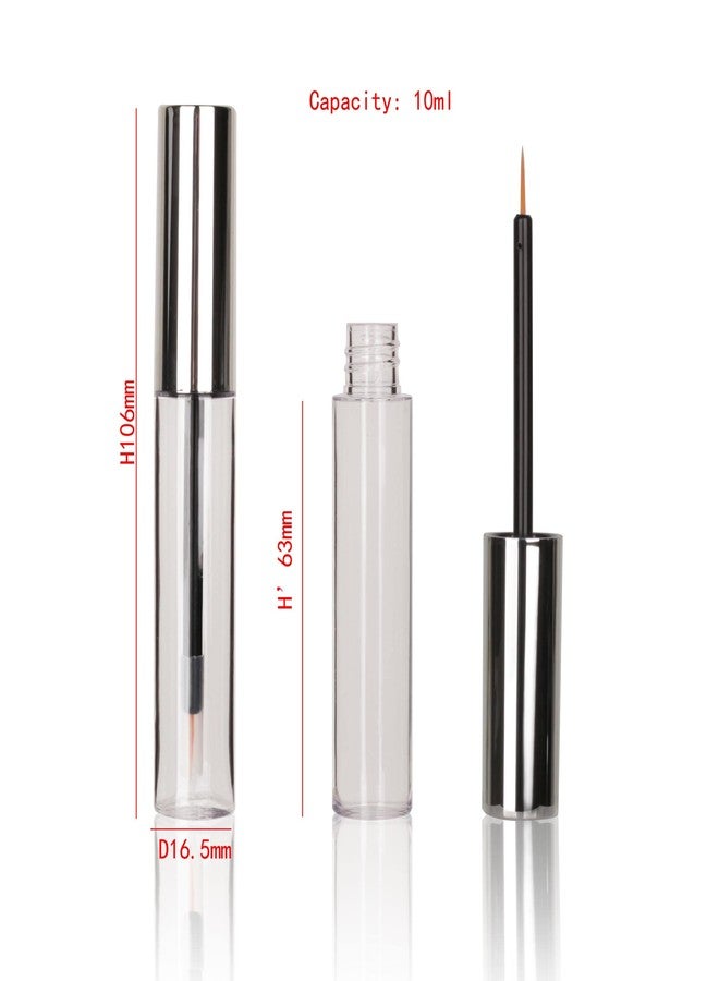 COSIDEA 12PCS Empty plastic Silver 10ml Eyeliner tubes packing Vials Bottle Containe Eyeliner Brush Applicator for DIY Eyelash Growth Oil - Image 2