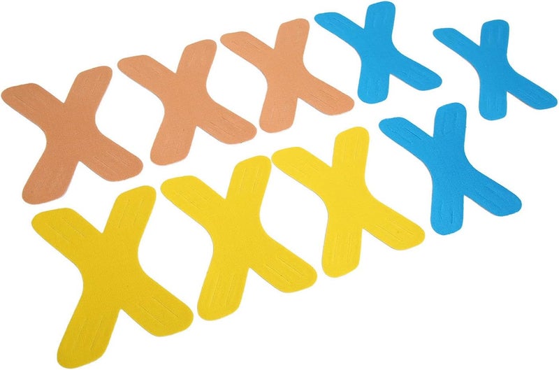 klarako Sports Muscle Tape,9pcs 3 Shapes High Ductility Kinesiology Recovery Tapes for Relieve Muscle Soreness and Strain,Breathable Watertight (X Type 12.1 X 9.5cm / 4.76 X 3.74in) - Image 1