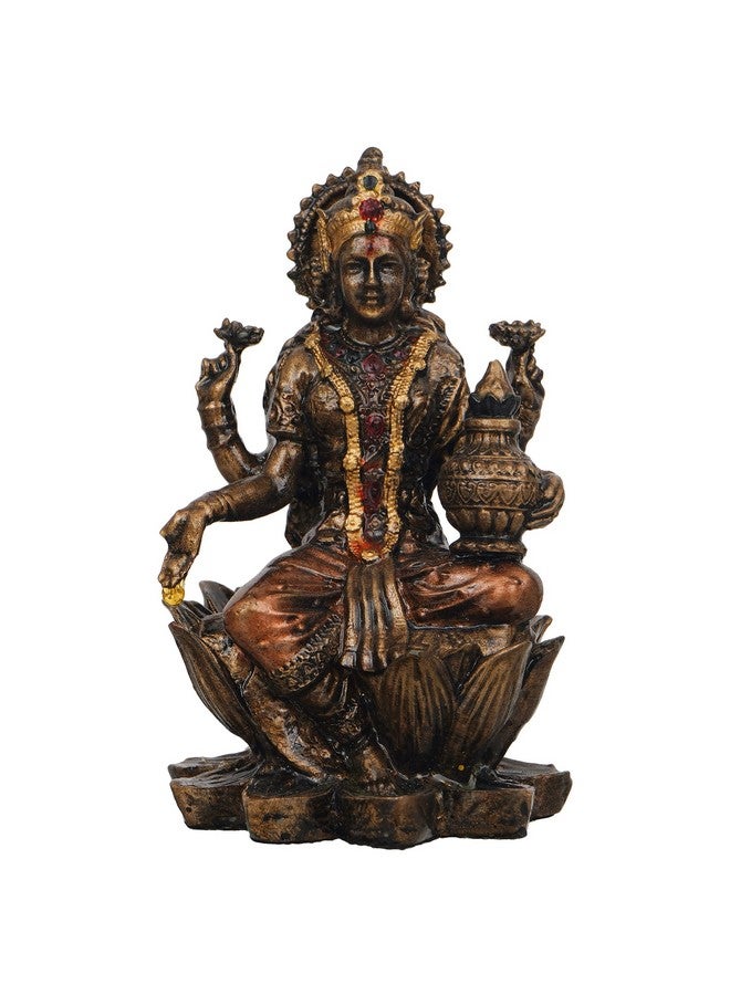 Webelkart Premium Cold Cast Resin Laxmi Ji Idol Statue for Home and Office Decor| laxmi ji murti for Home and Diwali Pooja Decorations| Diwali Puja Idols (3.5 Inches, Bronze Finish) - Image 2