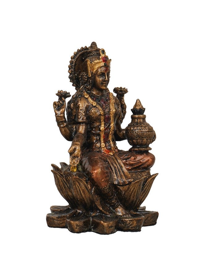 Webelkart Premium Cold Cast Resin Laxmi Ji Idol Statue for Home and Office Decor| laxmi ji murti for Home and Diwali Pooja Decorations| Diwali Puja Idols (3.5 Inches, Bronze Finish) - Image 3