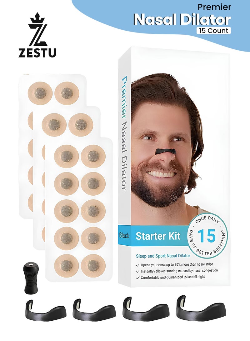 ZESTU 15 Count Magnetic Nasal Strips Snore Stopper Anti Snoring Device for Men & Women – Nose Breathing Strip, Nasal Dilator & Anti Snore Nose Magnet – Snoring Stopper Clip, Nasal Strips for Anti Snoring, Breathe Well Nasal Strips for Sleeping - Image 1