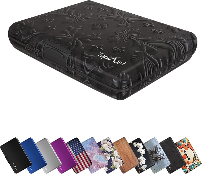 TopMost Aluminum Wallet, Card Case Wallet, Metal RFID Credit Card Holder for Men & Women, 6 Cotton Slots for 12 Cards And Bills, Rfd Protective - Image 1