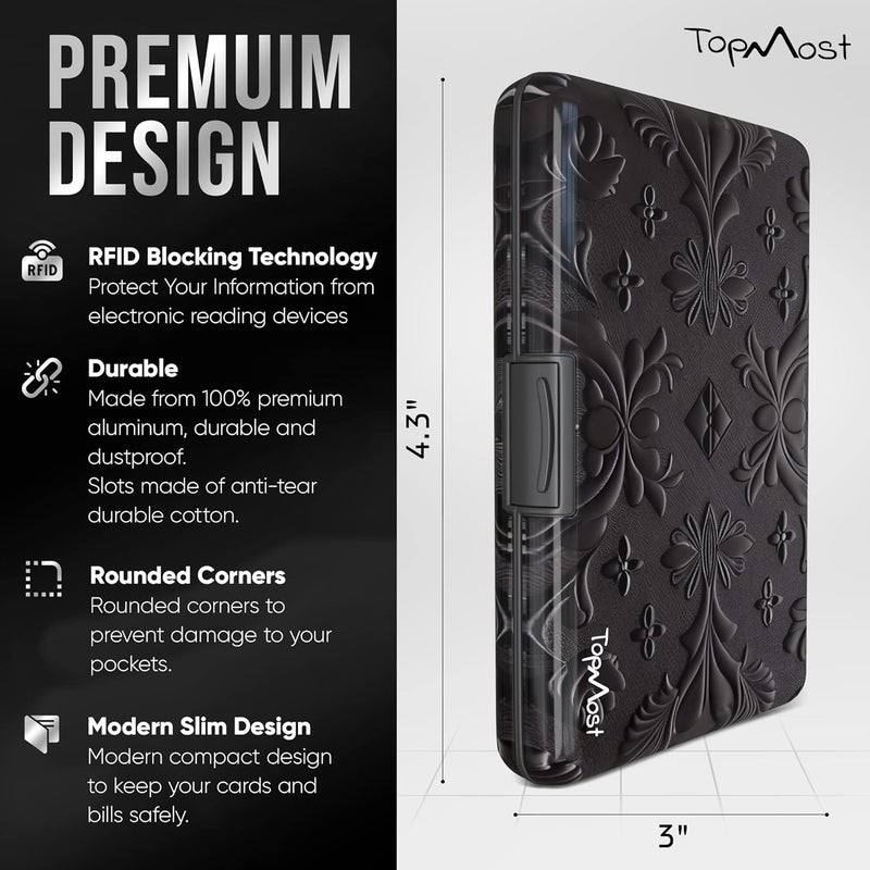 TopMost Aluminum Wallet, Card Case Wallet, Metal RFID Credit Card Holder for Men & Women, 6 Cotton Slots for 12 Cards And Bills, Rfd Protective - Image 2