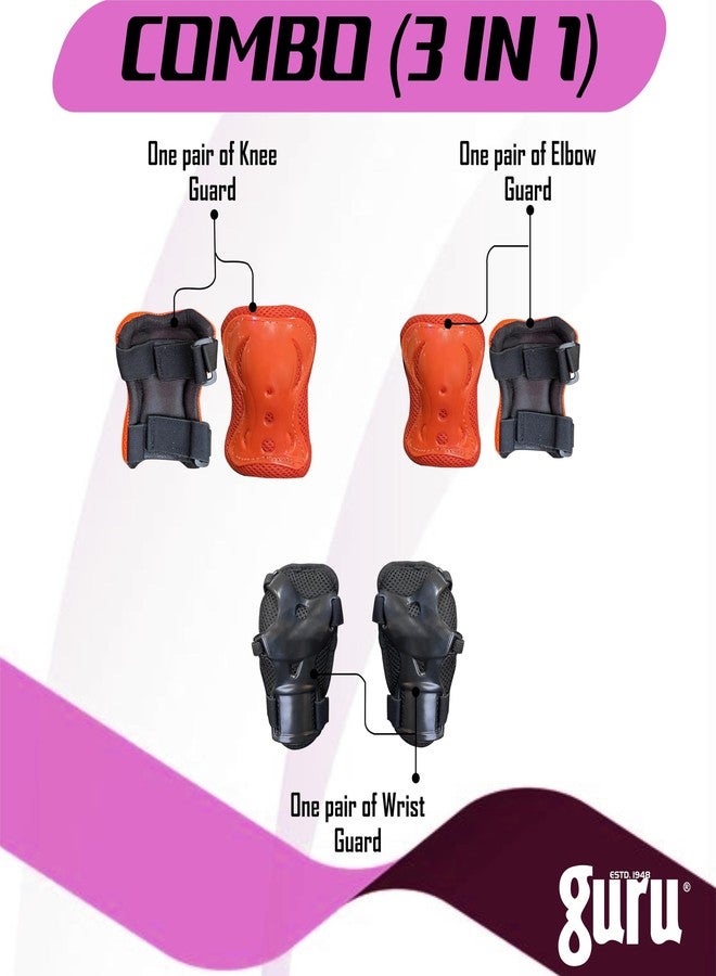 Guru Skating Guards, Skating Guards for Kids (Large), Skating/Cycle Protective Gear Skating Guard Combo (Orange) - Image 4
