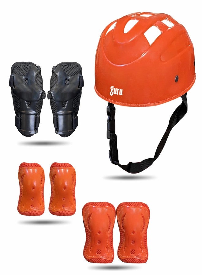 Guru Skating Guards, Skating Guards for Kids (Large), Skating/Cycle Protective Gear Skating Guard Combo (Orange) - Image 1