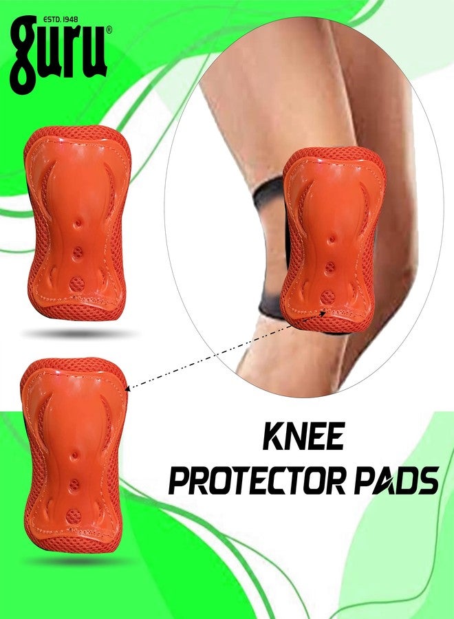 Guru Skating Guards, Skating Guards for Kids (Large), Skating/Cycle Protective Gear Skating Guard Combo (Orange) - Image 2