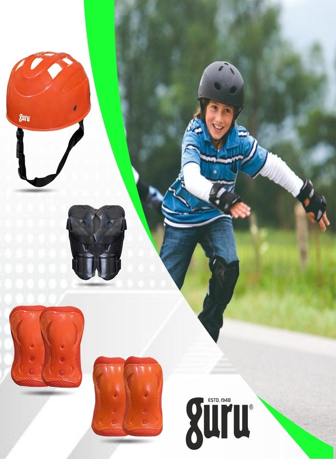 Guru Skating Guards, Skating Guards for Kids (Large), Skating/Cycle Protective Gear Skating Guard Combo (Orange) - Image 3