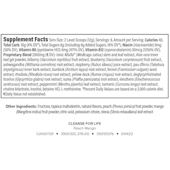Isagenix إيزاجنيكس كلينز للحياة - مكمل مسحوق لمشروب التنظيف بدون ملينات أو مدرات للبول - دعم الأيض مع فيتامين ب12 ونياسين - خوخ مانجو - 3.4 أونصة (16 حصة) - Image 2