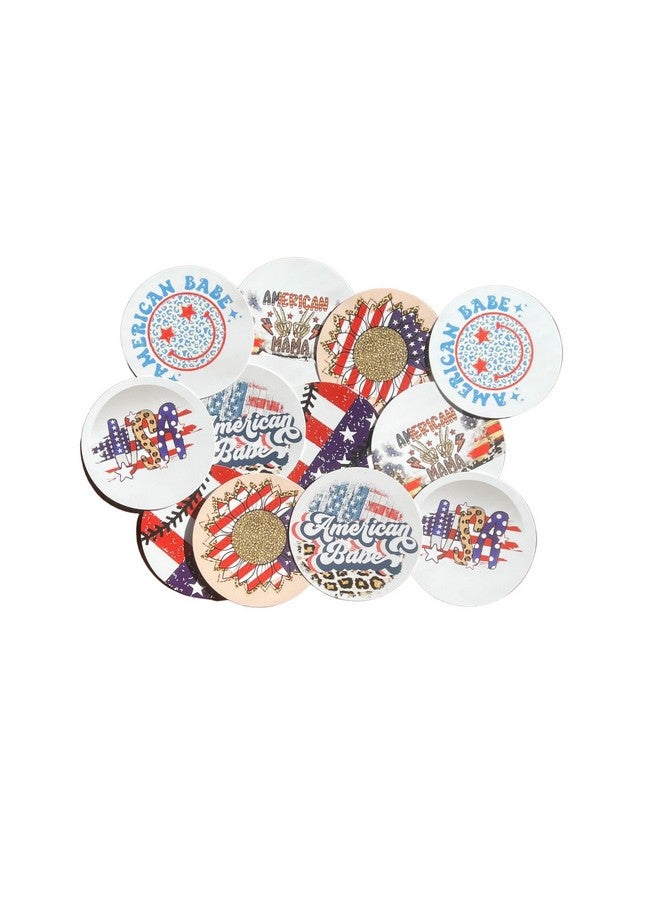 Lashicorn Freshie American Cardstock Cutouts Rounds 2.5” In Random Mix ; 12 Pk ; For Scented Aroma Beads Bake With Mold For Car Freshie Designs Red White And Blue 4Th Of July Independence Holiday Americana - Image 2