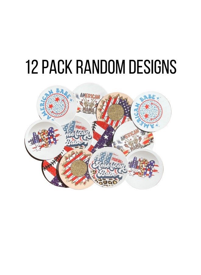 Lashicorn Freshie American Cardstock Cutouts Rounds 2.5” In Random Mix ; 12 Pk ; For Scented Aroma Beads Bake With Mold For Car Freshie Designs Red White And Blue 4Th Of July Independence Holiday Americana - Image 4