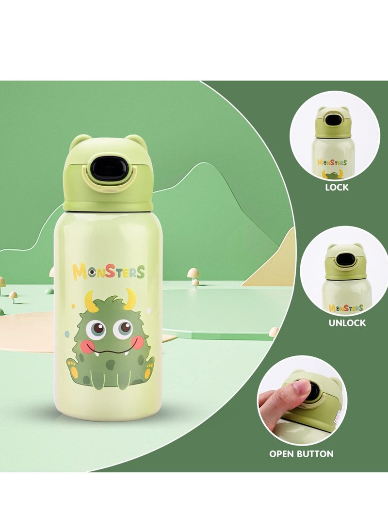 KASTWAVE Water Bottle for Kids Durable Single Wall Insulated Stainless Steel Reusable with Button Flip Lid Leak Proof Design for Outdoor Sports - Image 3