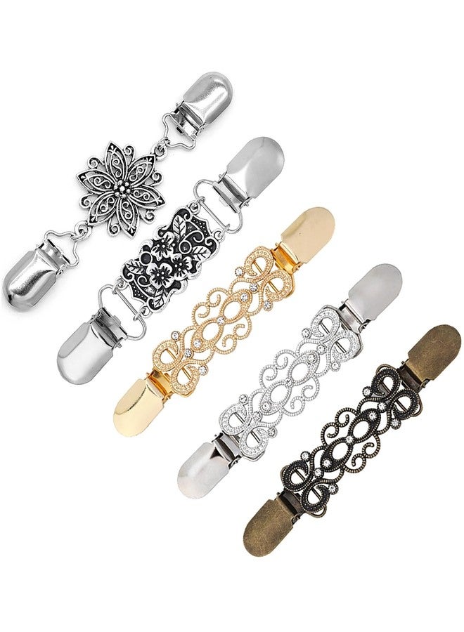 MJartoria 5-Piece Tie-Up Sweater & Scarf Clip Set, Vintage Cinch Clips for Ladies' Dresses & Shawls - Image 1