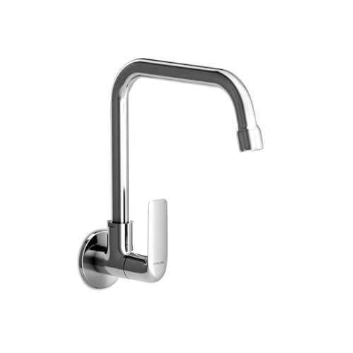 KOHLER Fore Line Wall Mount, Cold only Kitchen Faucet, Brass Material, Silver Colour, Polished Chrome Finish, 360 Degree Swivel, 10 Years Warranty - Image 1