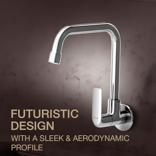 KOHLER Fore Line Wall Mount, Cold only Kitchen Faucet, Brass Material, Silver Colour, Polished Chrome Finish, 360 Degree Swivel, 10 Years Warranty - Image 4