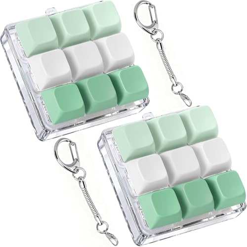 Axlksia Keyboard Fidget Toy Fidget Clicker Keyboard Fidget Keychain Button Fidget Gifts for Adults to Relieve Stress and Pass Time 2 Pack E - Image 1