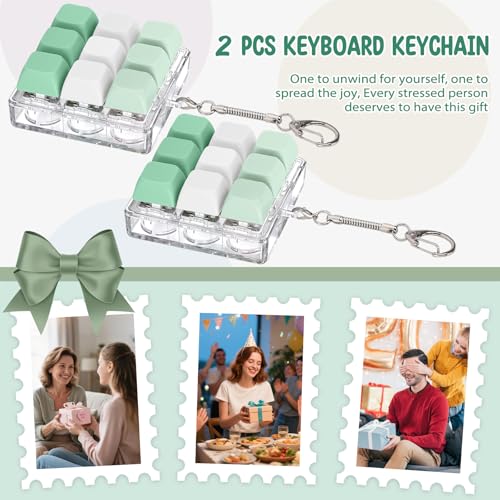 Axlksia Keyboard Fidget Toy Fidget Clicker Keyboard Fidget Keychain Button Fidget Gifts for Adults to Relieve Stress and Pass Time 2 Pack E - Image 5