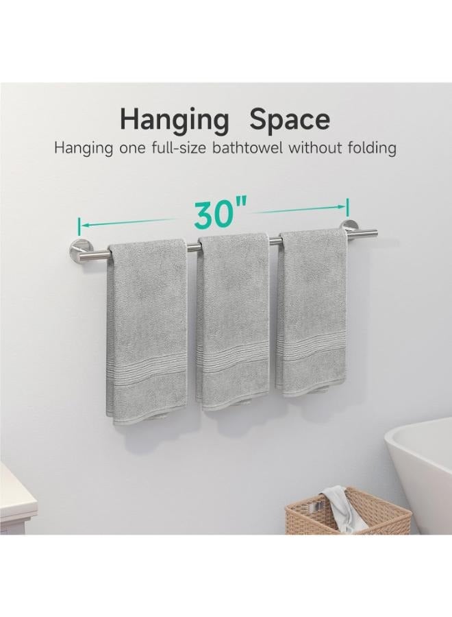اوشوور حامل مناشف حمام من الكروم المصقول من USHOWER، حامل مناشف بطول 30 بوصة للحمام مثبت على الحائط، قضيب مناشف سميك من الفولاذ المقاوم للصدأ SUS304 (الطول الإجمالي 32 بوصة) - Image 4
