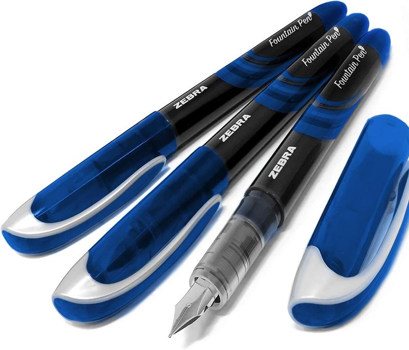 Zebra Pen ZEBRA Fuente - Disposable Fountain Pen - Blue Ink - Pack of 3 - Image 1