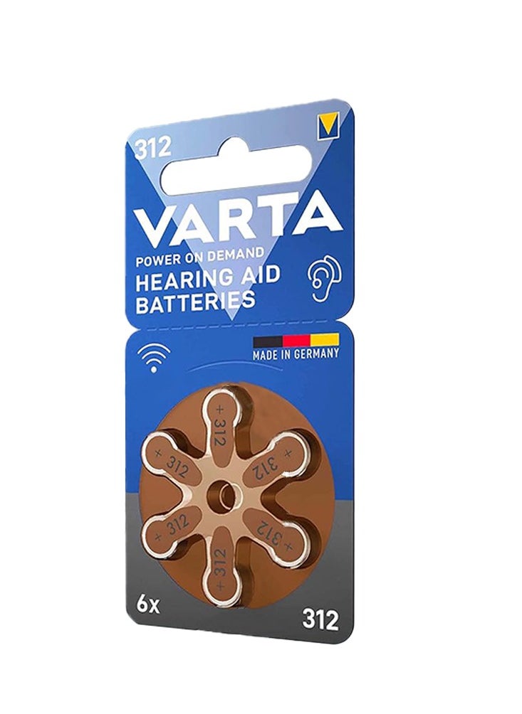 Hearing aid batteries, brown type 312, PR41, 1.45 volts, 6 pieces, German made - pzsku/ZF190DD9ADA89B872FAFAZ/45/_/1731231677/a1d2695d-dcff-40f3-970c-0325bd5ed535
