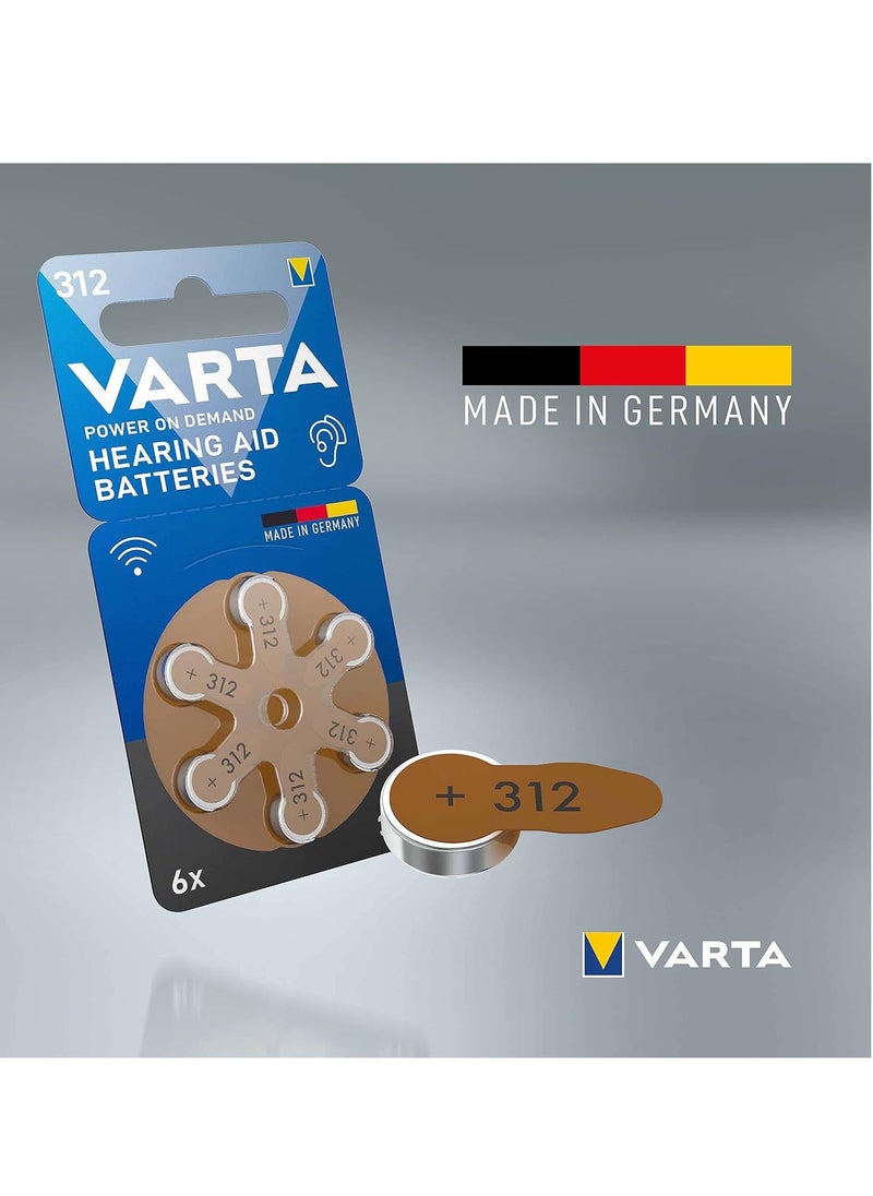 Hearing aid batteries, brown type 312, PR41, 1.45 volts, 6 pieces, German made - pzsku/ZF190DD9ADA89B872FAFAZ/45/_/1731231696/044ed757-aa63-4065-8de7-8c290745a617