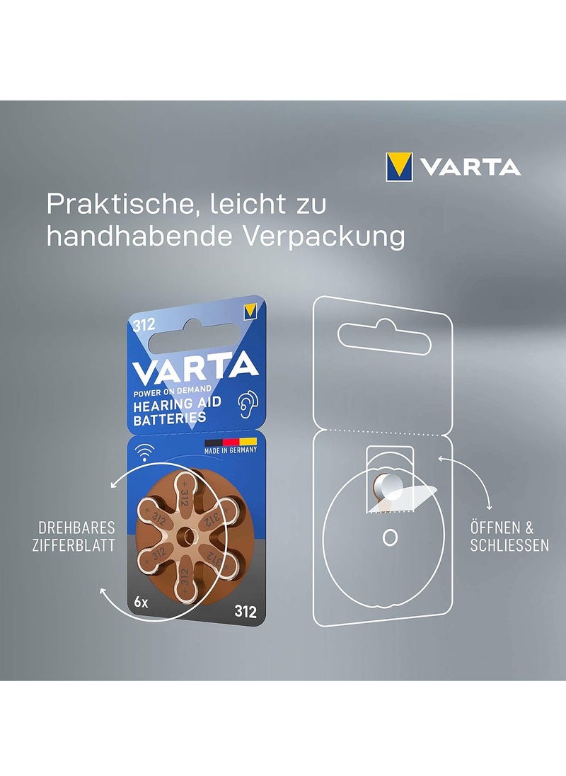 Hearing aid batteries, brown type 312, PR41, 1.45 volts, 6 pieces, German made - pzsku/ZF190DD9ADA89B872FAFAZ/45/_/1731231706/b167a671-b51a-4bd9-b219-d8061e147088