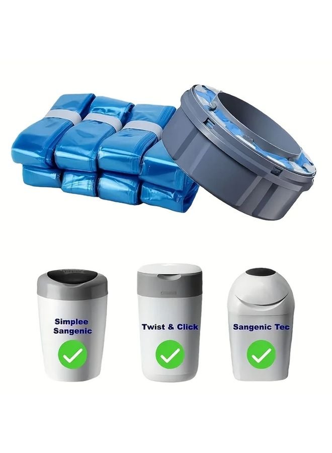 Blue 8pcs Diaper Pail Refills Odor Sealing Foldable Trash Bags Compatible With Genie Angelcare Tommee Tippee - Image 2