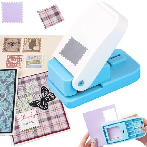 CYFUN DESIGN Square Stamp Punch, 1 Inch Square Stamp Puncher Postage Stamps Punches for Paper Crafts, StampShaped Paper Punches, Scrap a Day Punch,StampCutter Hole Puncher for DIY Scrapbooking Crafting Card Making - Image 1