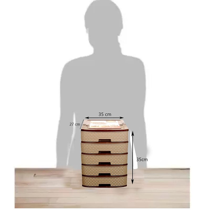 KDK 5 Layer Home SchoolOffice Plastic Desktop Storage Drawer Organizer Multicolor - Image 2