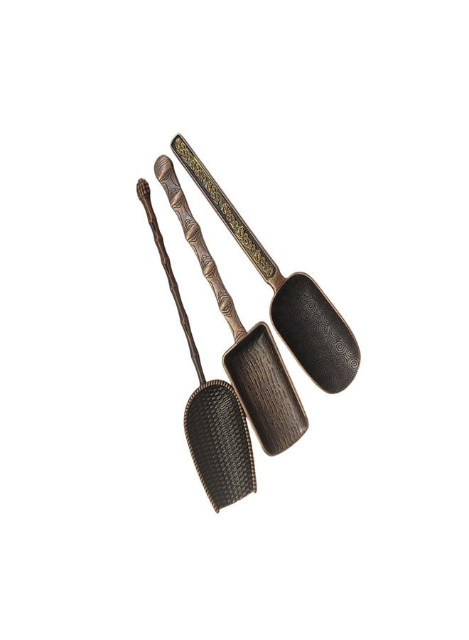 Honkenda 3 Pack Metal Measuring Shovel Spoons for Tea and Coffee, Long Handle Chinese Tea Set Shovel Scoops, Vintage Loose Leaf Tea Scoops - Image 4