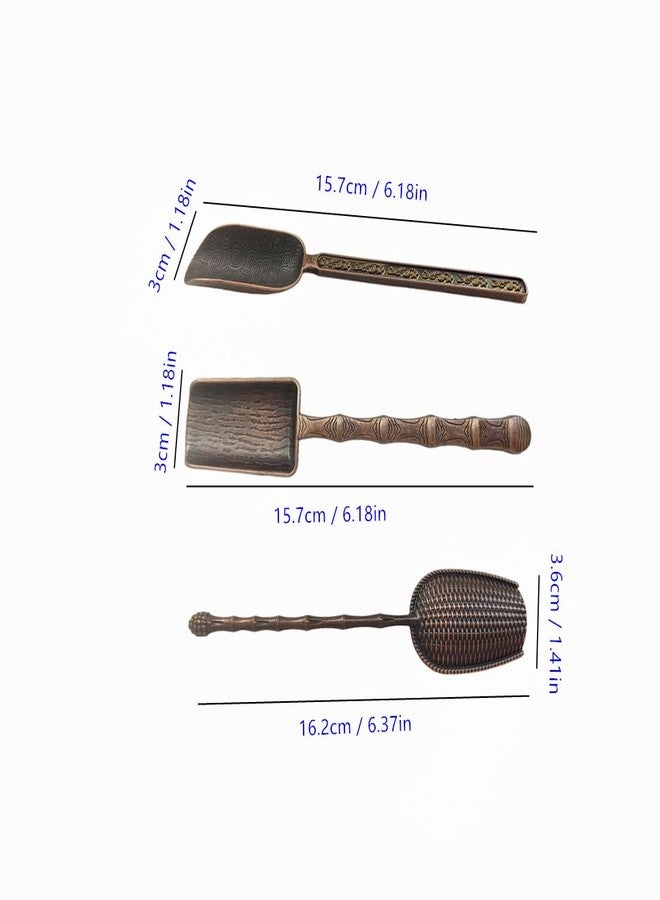 Honkenda 3 Pack Metal Measuring Shovel Spoons for Tea and Coffee, Long Handle Chinese Tea Set Shovel Scoops, Vintage Loose Leaf Tea Scoops - Image 2